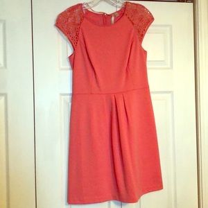 Lauren Conrad Stunning Coral Dress w/ Lace Detail